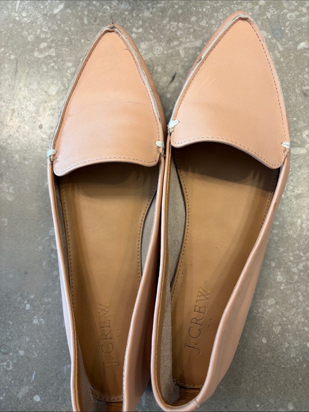 J. Crew Women's Peach Leather Pointed Toe Flats
